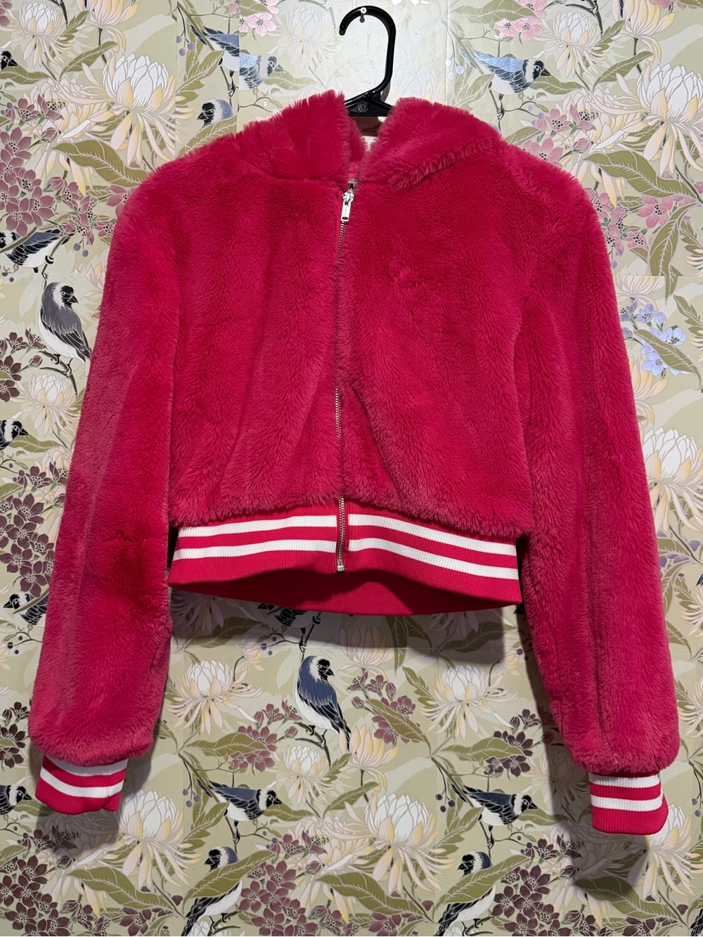 Fashion Nova Girls' Hot Pink Faux Fur Hooded Puffer Jacket